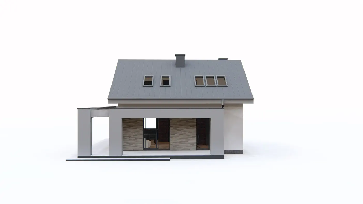 Home project  - Dom z poddaszem użytkowym o powierzchni 91m2 z dodatkowym pokojem na parterze.