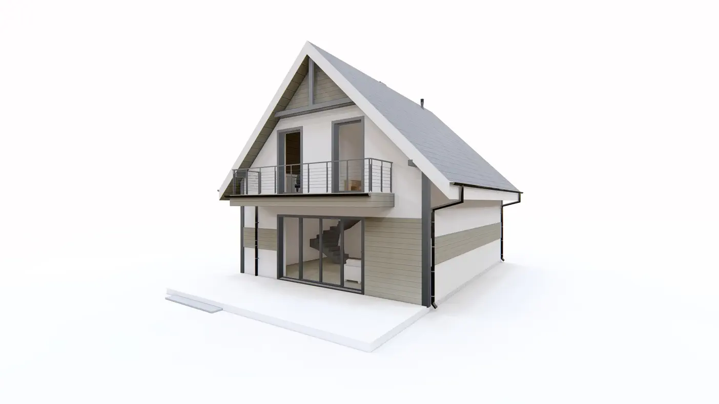 Z45 A to wyjątkowy dom z kategorii projekty domów jednorodzinnych Gotowy projekt domu - Ekonomiczny w budowie dom z dachem dwuspadowym, przestronnym salonem i kuchnią