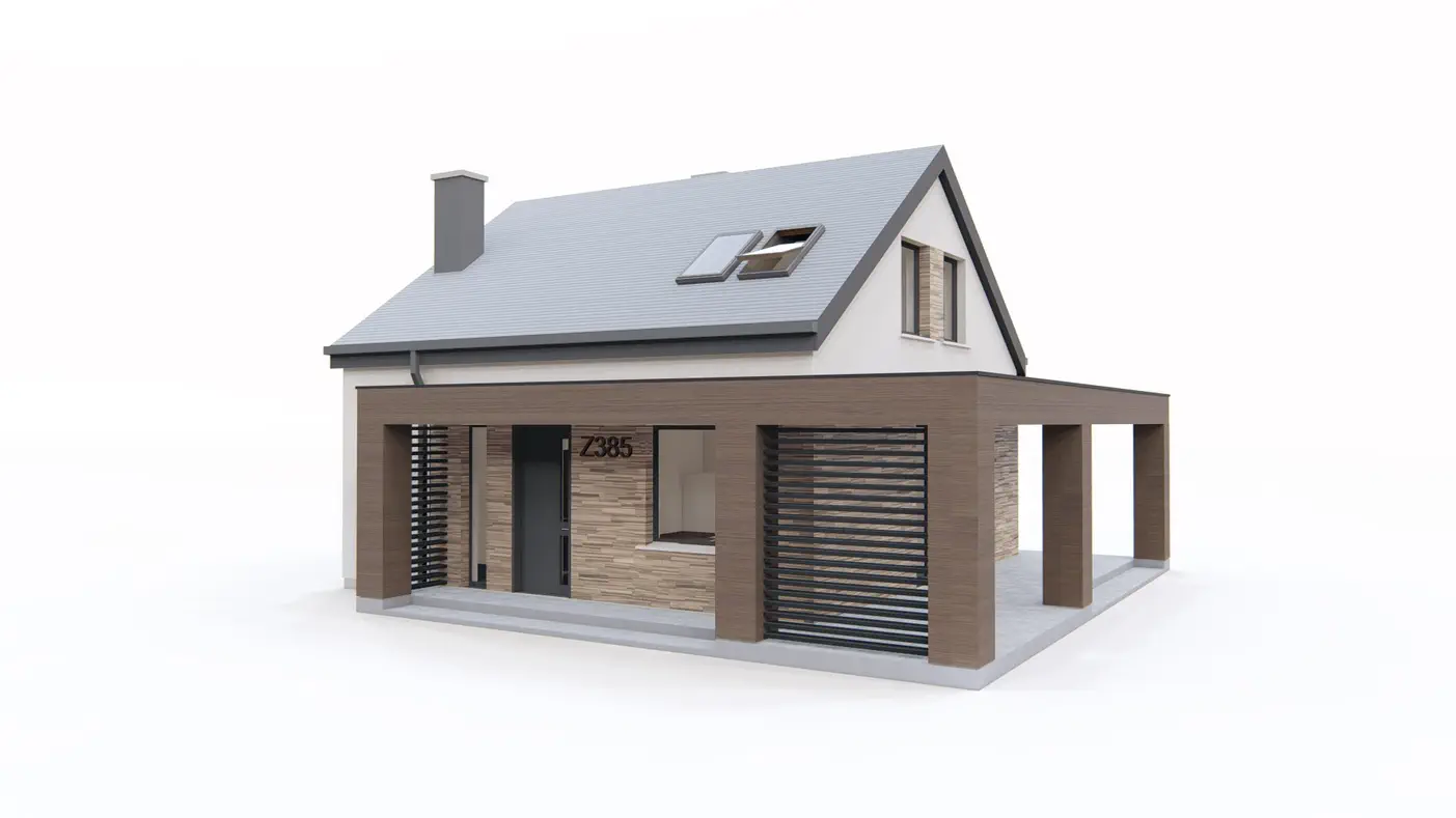 Home project  - Prosty dom z poddaszem użytkowym o powierzchni 95m2 z gabinetem na parterze.