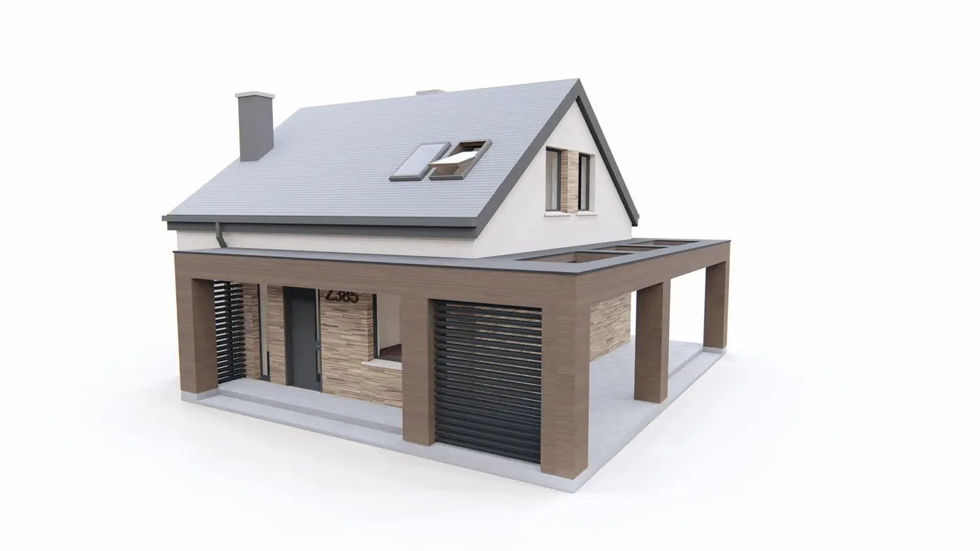 Home project  - Prosty dom z poddaszem użytkowym o powierzchni 95m2 z gabinetem na parterze.