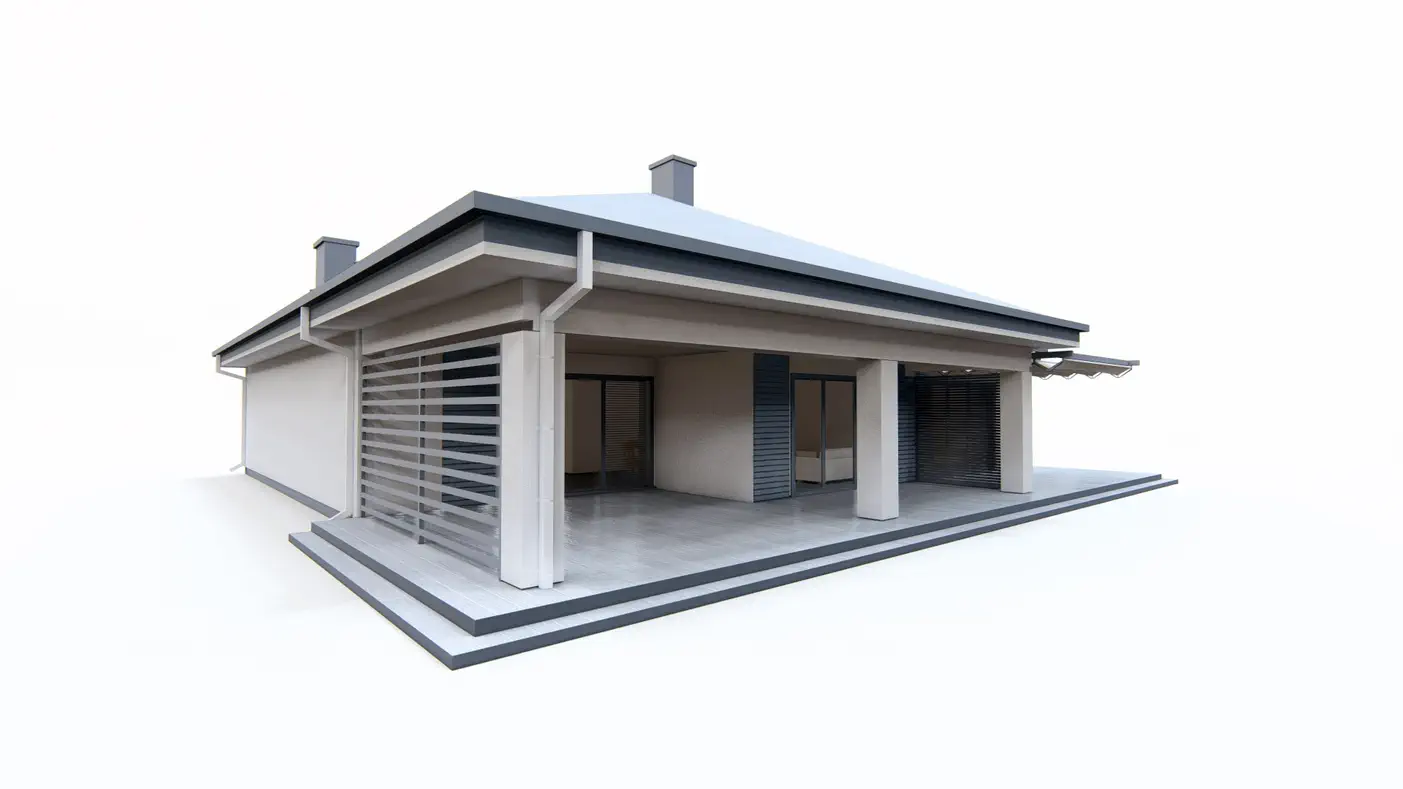 Gotowy projekt domu  - Dom parterowy z przestronnym salonem i otwartą kuchnią