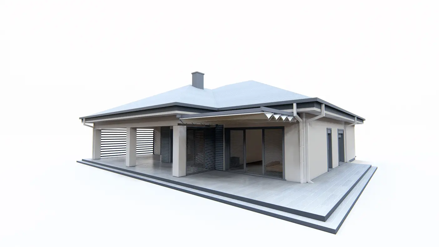 Gotowy projekt domu  - Dom parterowy z przestronnym salonem i otwartą kuchnią