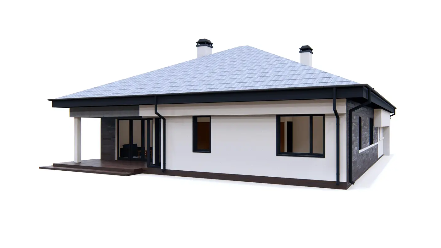 Gotowy projekt domu  - Komfortowy i przestronny dom parterowy z jasnym salonem i garażem na dwa auta