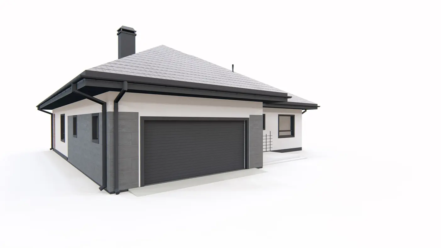 Gotowy projekt domu  - Parterowy dom z podwójnym garażem, wielospadowym dachem i opcją poddasza