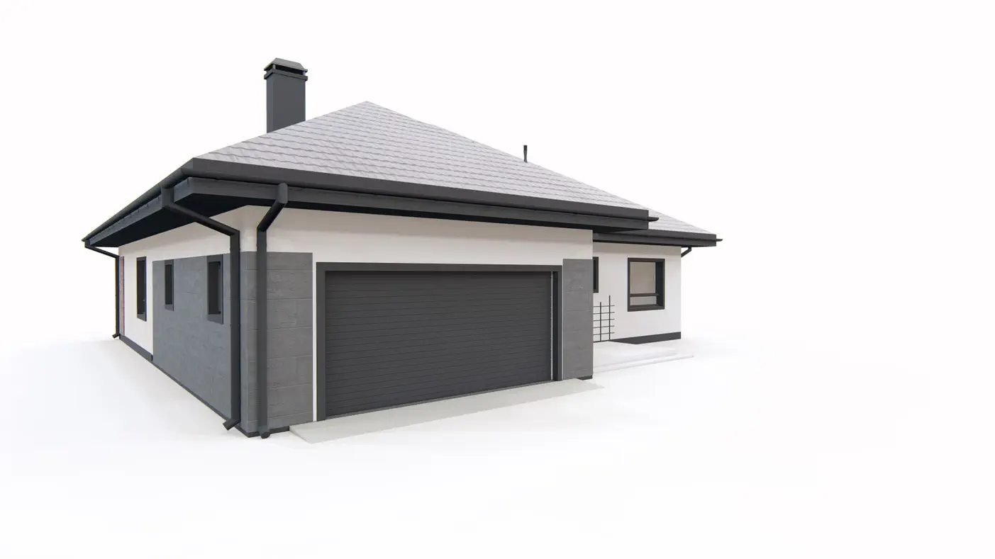 Gotowy projekt domu  - Parterowy dom z podwójnym garażem, wielospadowym dachem i opcją poddasza
