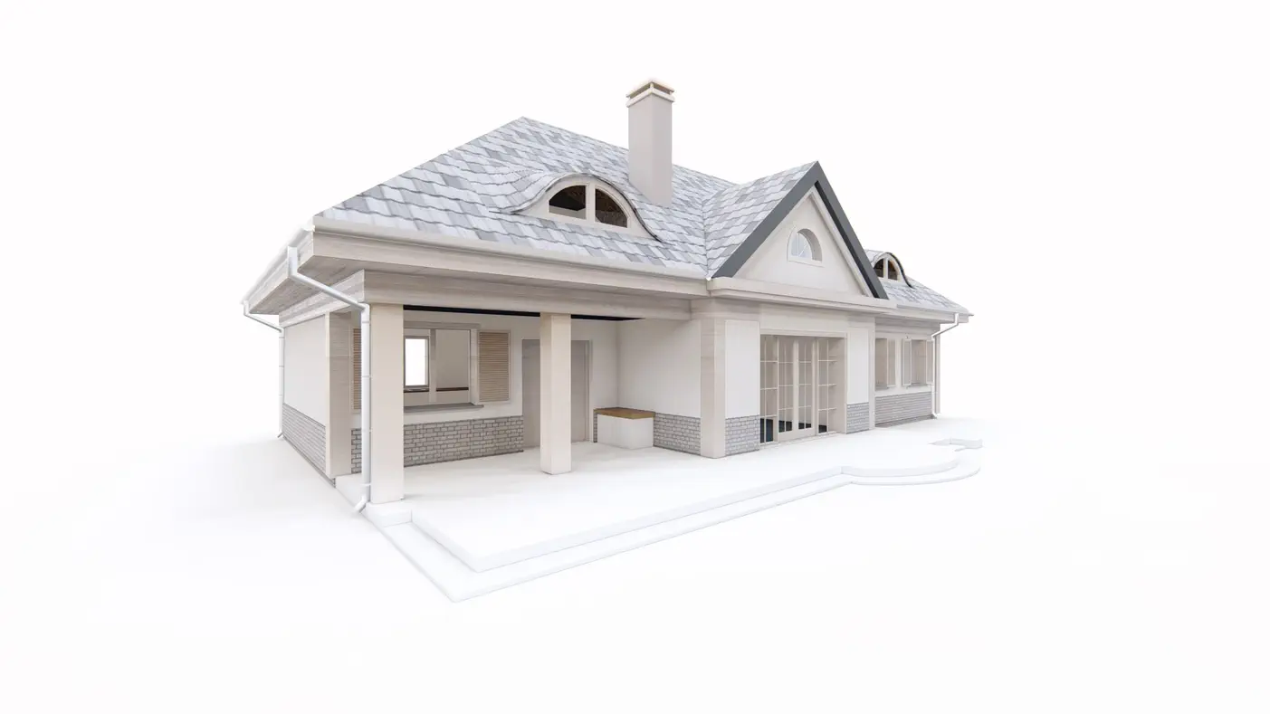 Gotowy projekt domu  - Reprezentacyjny dom dworkowy z siedmioma pokojami i dachem wielospadowym