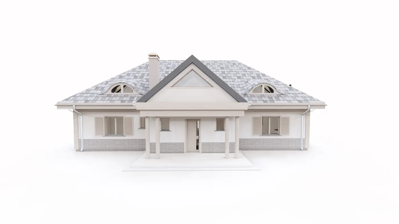 Gotowy projekt domu  - Reprezentacyjny dom dworkowy z siedmioma pokojami i dachem wielospadowym