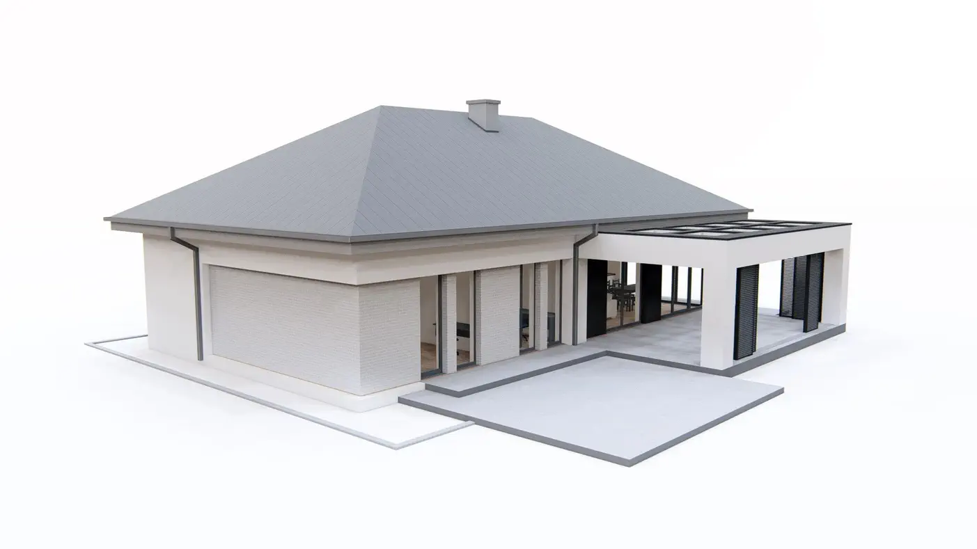 Mājas projekts - Vienstāvu mājas projekts ar garāžu - Z384