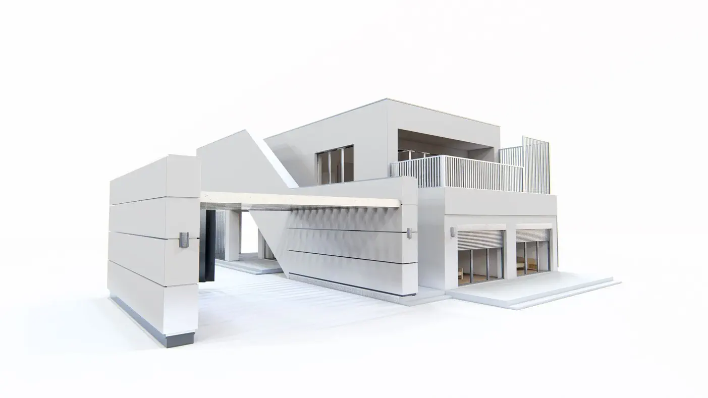 Mājas projekts  - Moderns divstāvu mājas projekts ar lielu balkonu - Zb31