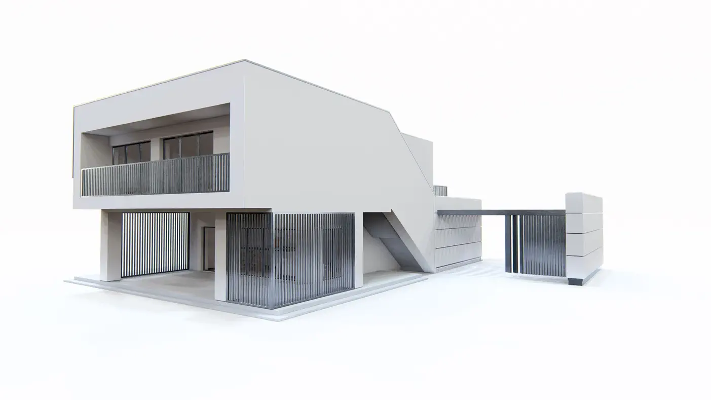 Mājas projekts  - Moderns divstāvu mājas projekts ar lielu balkonu - Zb31