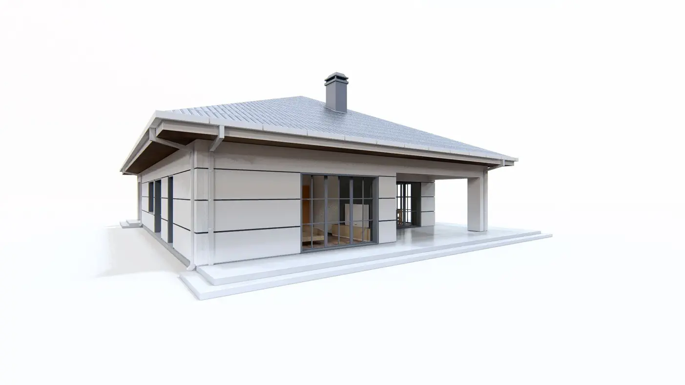 Mājas projekts  - Plašas vienstāvu mājas projekts - Z443