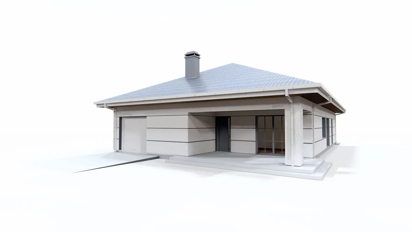 Mājas projekts  - Plašas vienstāvu mājas projekts - Z443