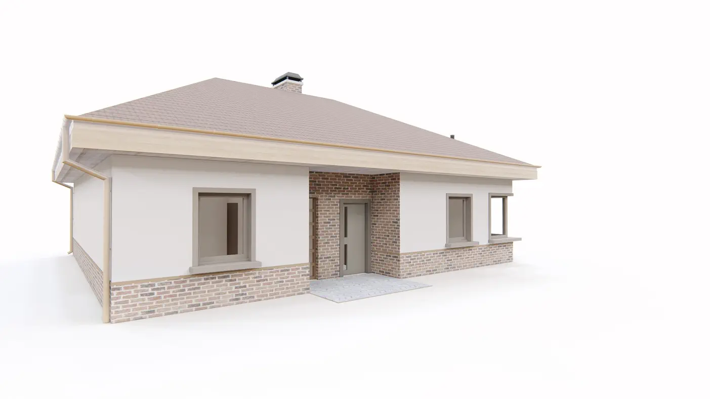 Gotowy projekt domu  - Funkcjonalny dom parterowy z kopertowym dachem, trzema pokojami i  tarasem