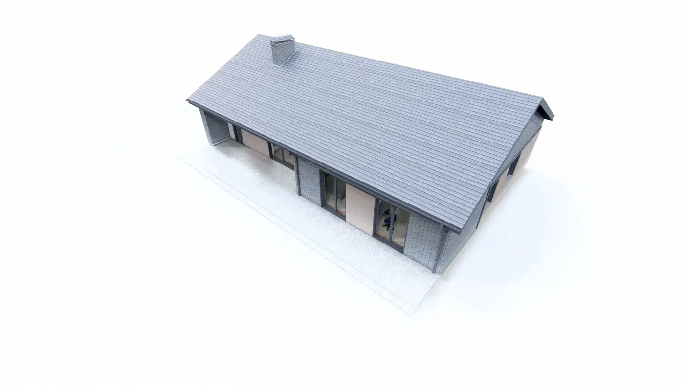 Gotowy projekt domu  - Parterowy dom o powierzchni ok 130m2 z 4 sypialniami, garażem i dachem 2spadowym