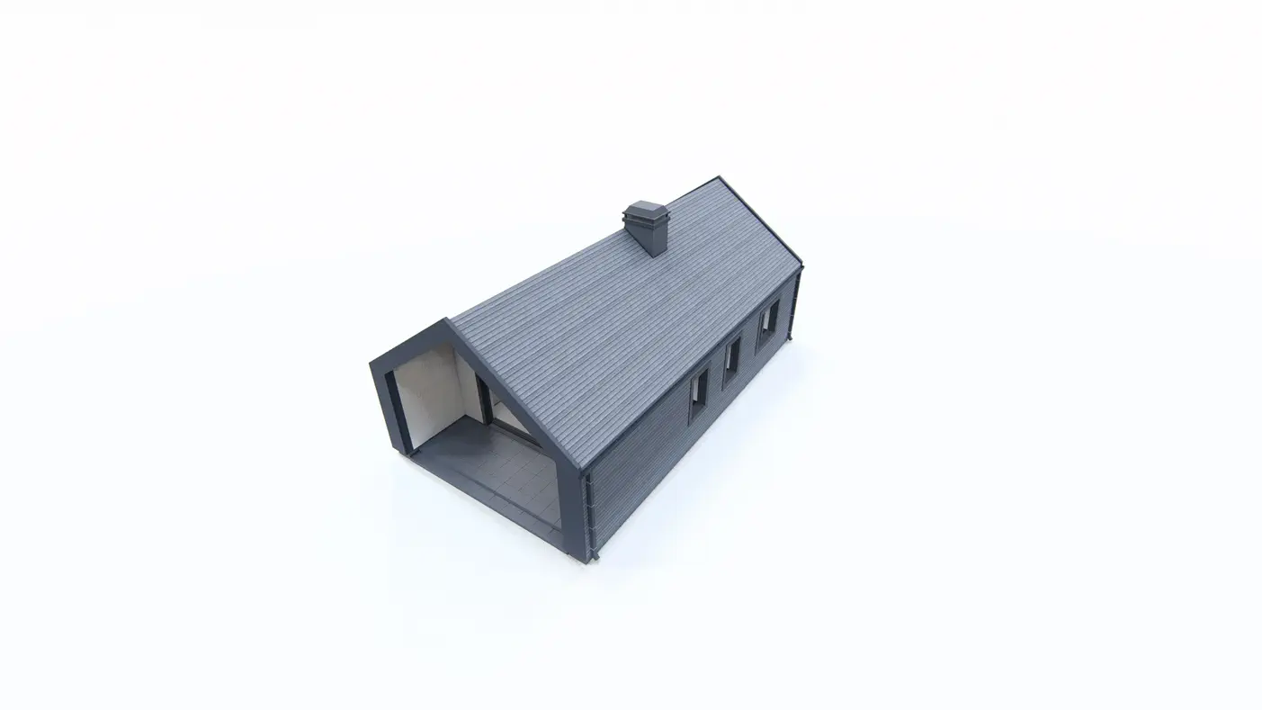 Home project  - Dom o powierzchni 47m2 z dachem 2-spadowym i jedną sypialnią.