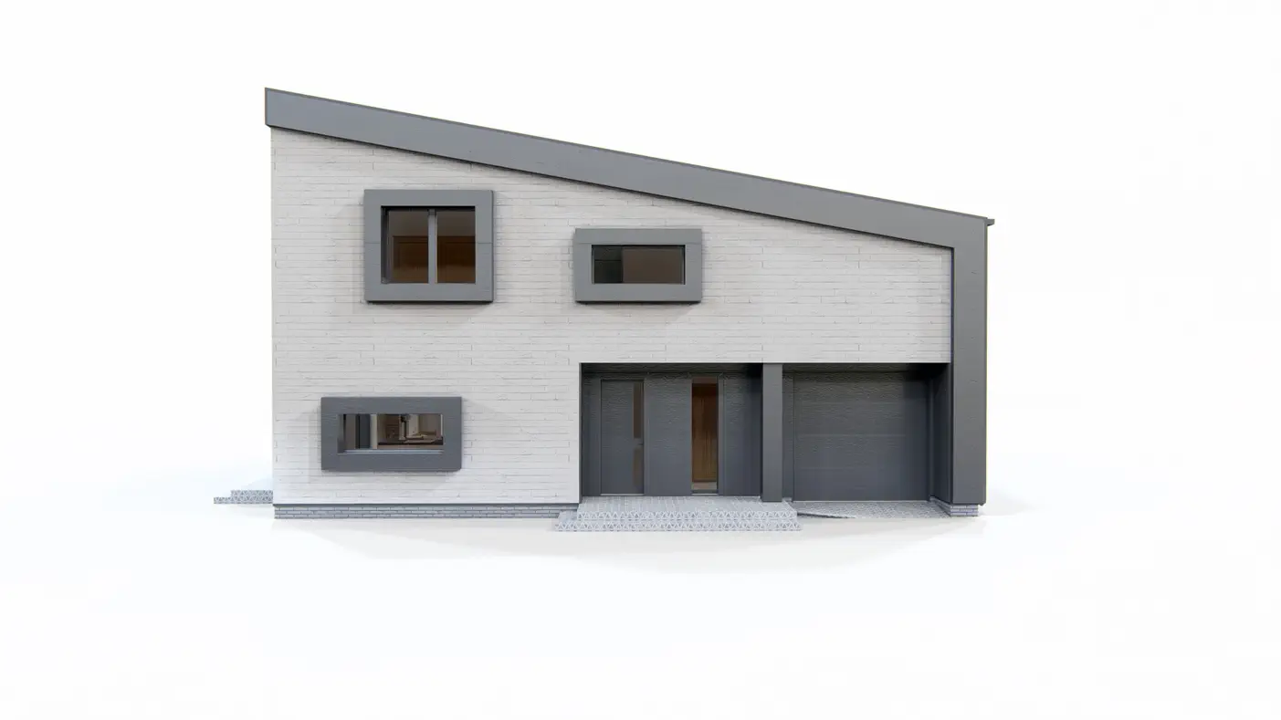 Gotowy projekt domu  - Piętrowy dom z dachem pulpitowym, garażem oraz gabinetem na parterze.
