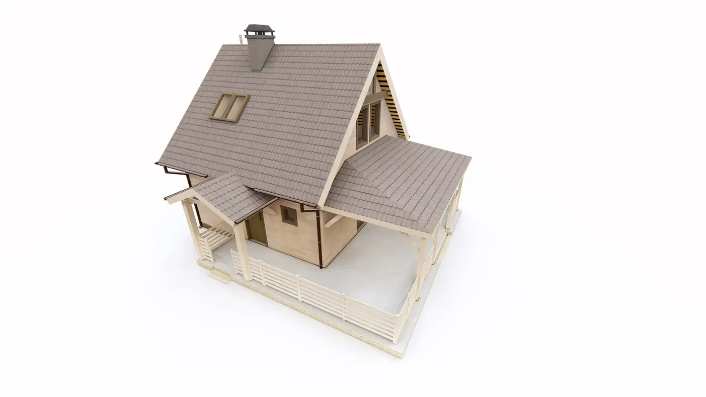 Gotowy projekt domu  - Dom sezonowy z werandą w naturalnym drewnie, prosty i tani w realizacji