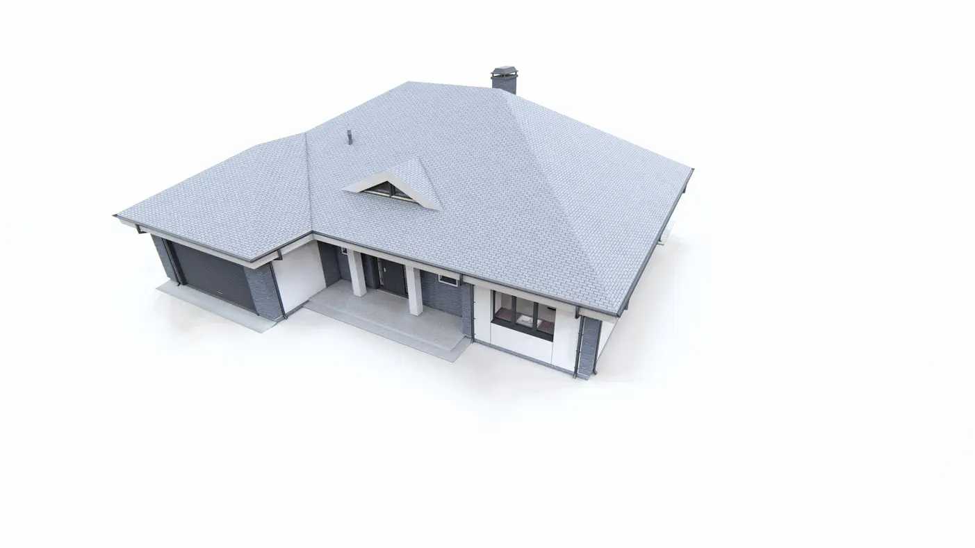 Gotowy projekt domu  - Parterowy dom z trzema pokojami, podwójnym garażem i przestronną częścią dzienną