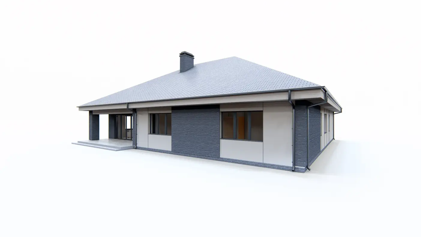 Gotowy projekt domu  - Parterowy dom z trzema pokojami, podwójnym garażem i przestronną częścią dzienną