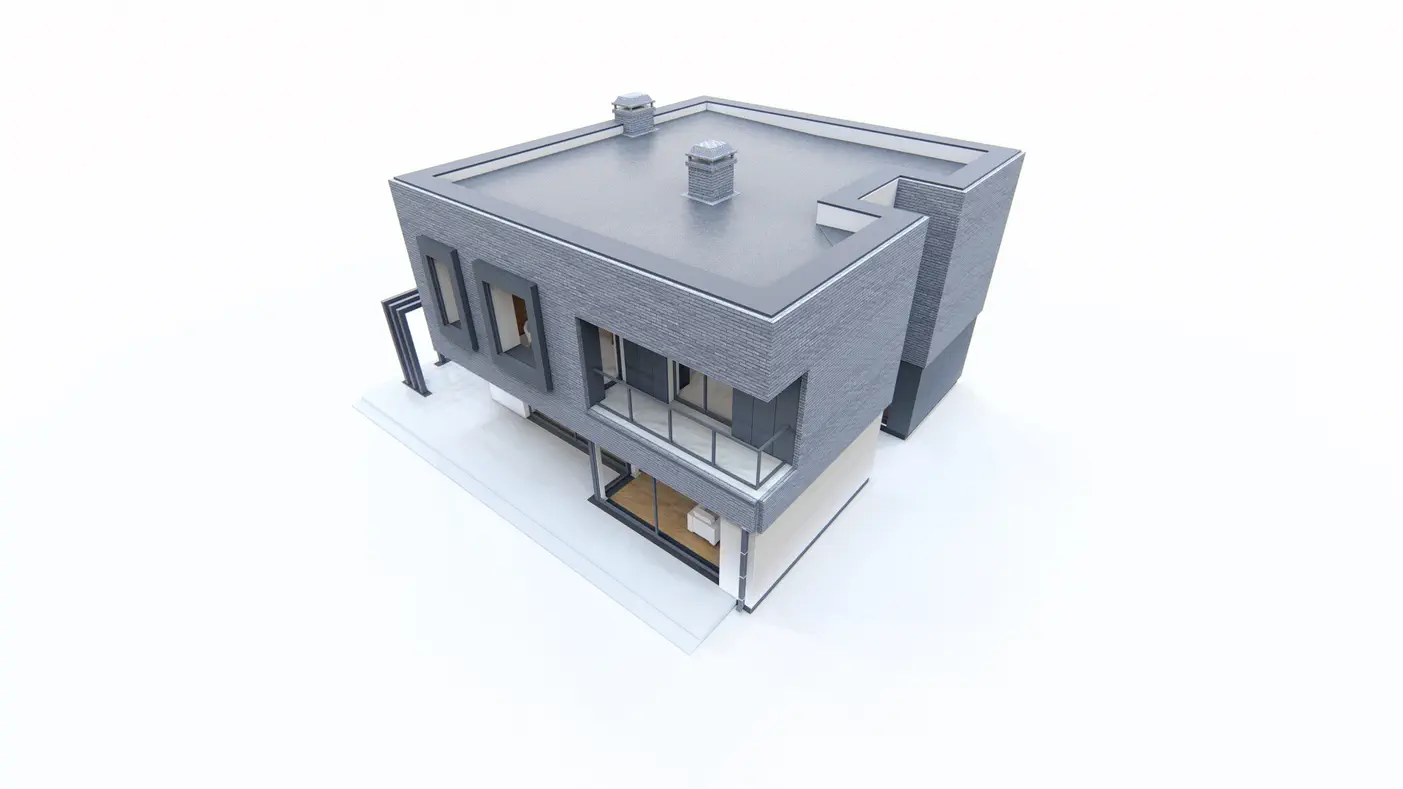 Home project  - Nowoczesny dom piętrowy dużymi przeszkleniami i garażem dwustanowiskowym.