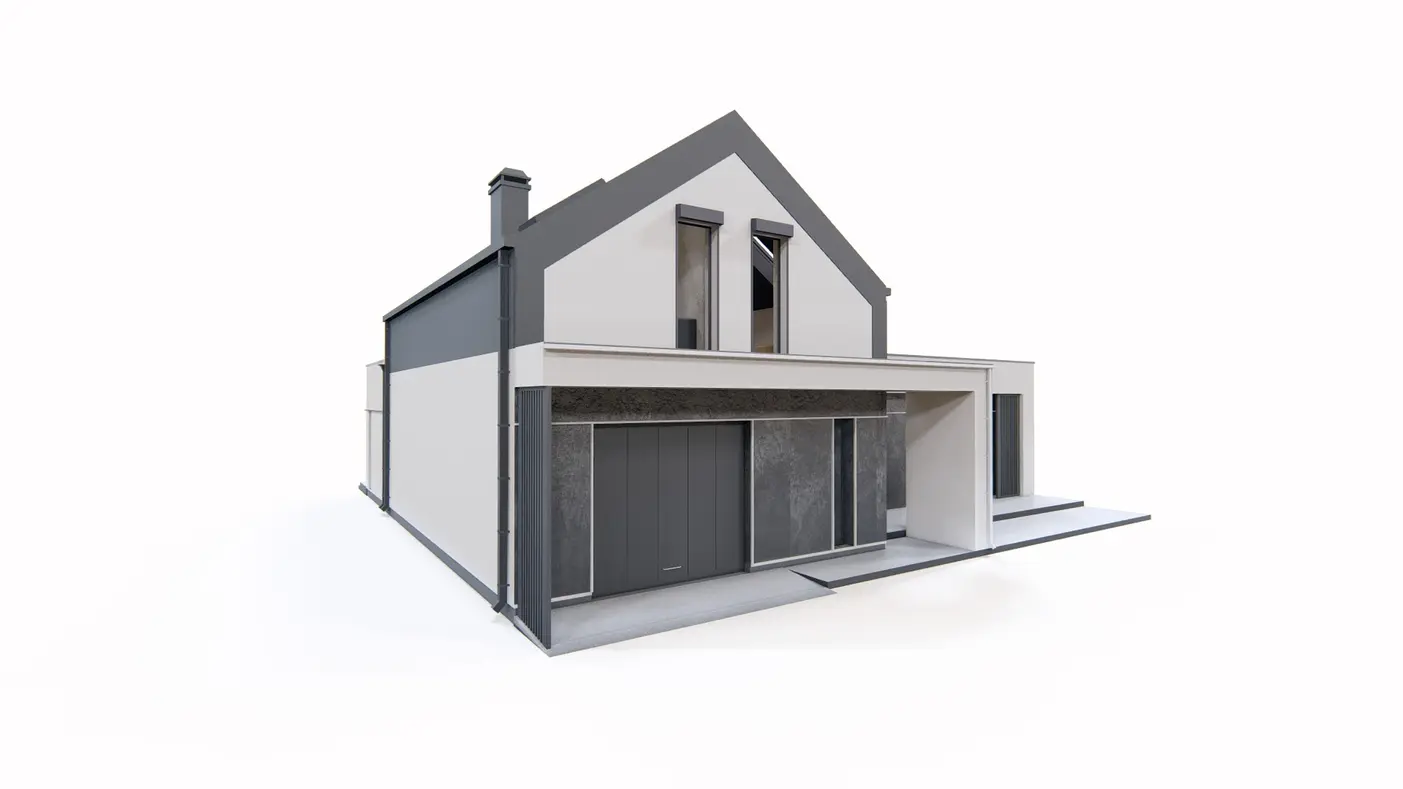 Gotowy projekt domu  - Nowoczesny dom z wydzieloną sypialnią główną i tarasem na piętrze