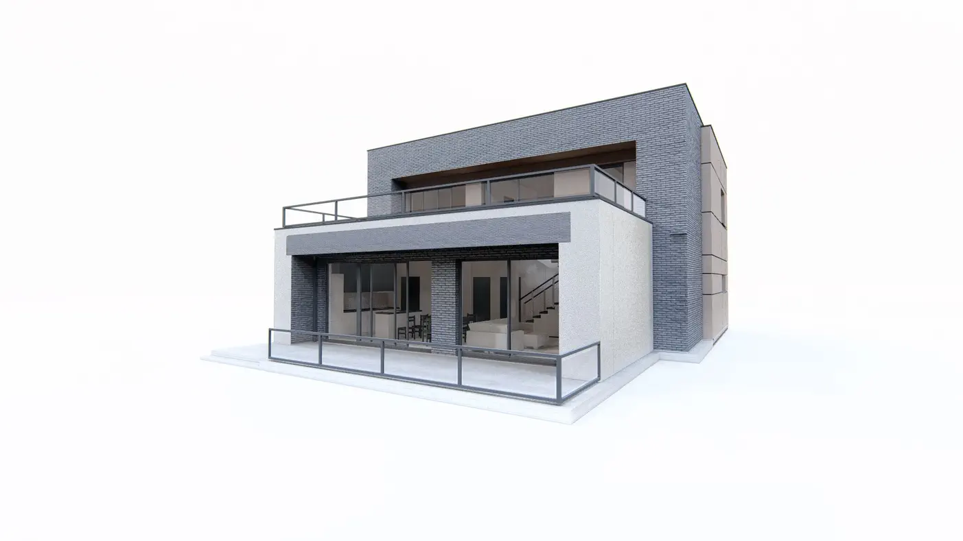 Mājas projekts  - Divstāvu mājas projekts ar divvietīgu garāžu - Zx155