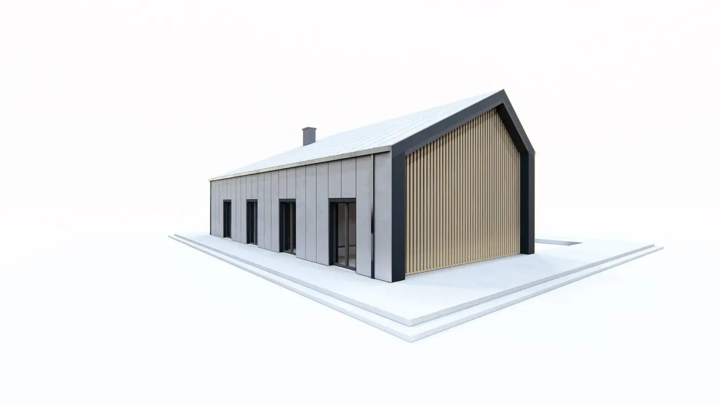 Mājas projekts  - Mūsdienīgs mājas projekts ar augsto griestu viesistabu - Zx203