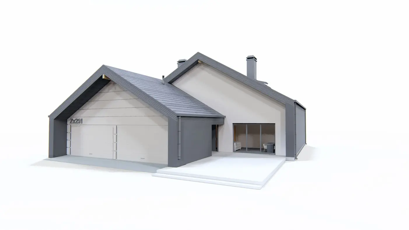 Mājas projekts - Dzīvojamā māja ar augstiem griestiem un garāžu divām automašīnām - Zx251