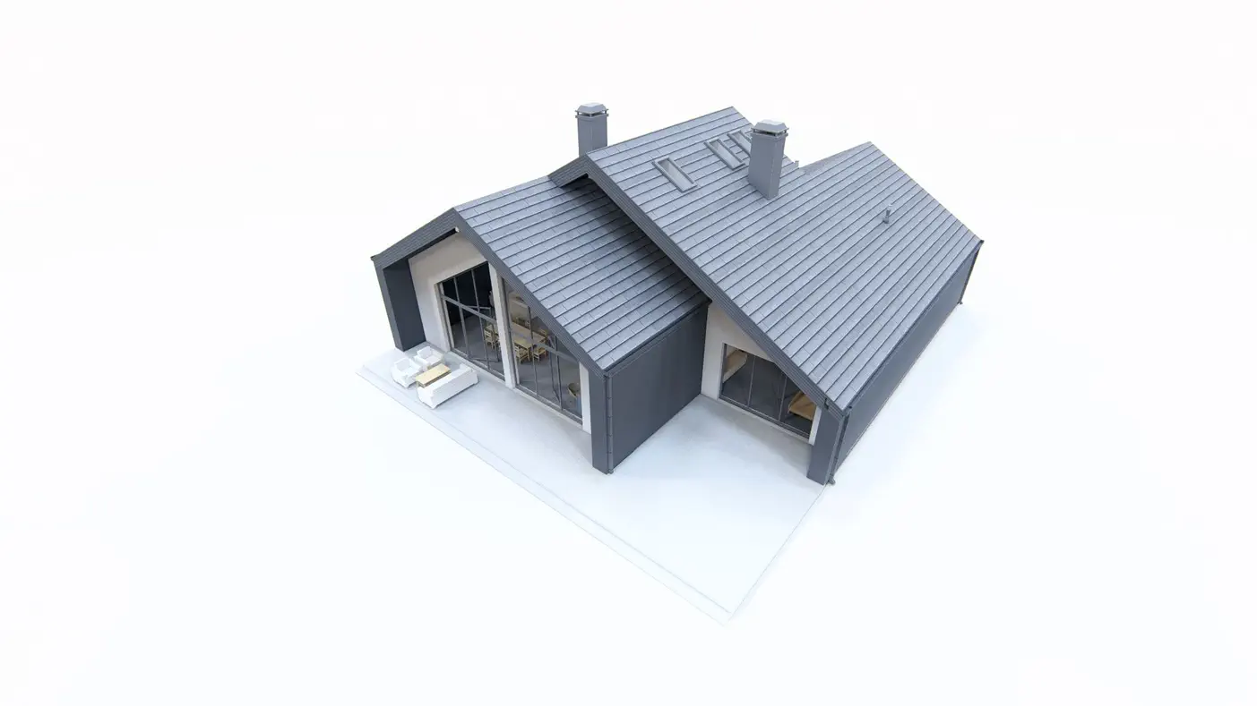 Mājas projekts - Dzīvojamā māja ar augstiem griestiem un garāžu divām automašīnām - Zx251