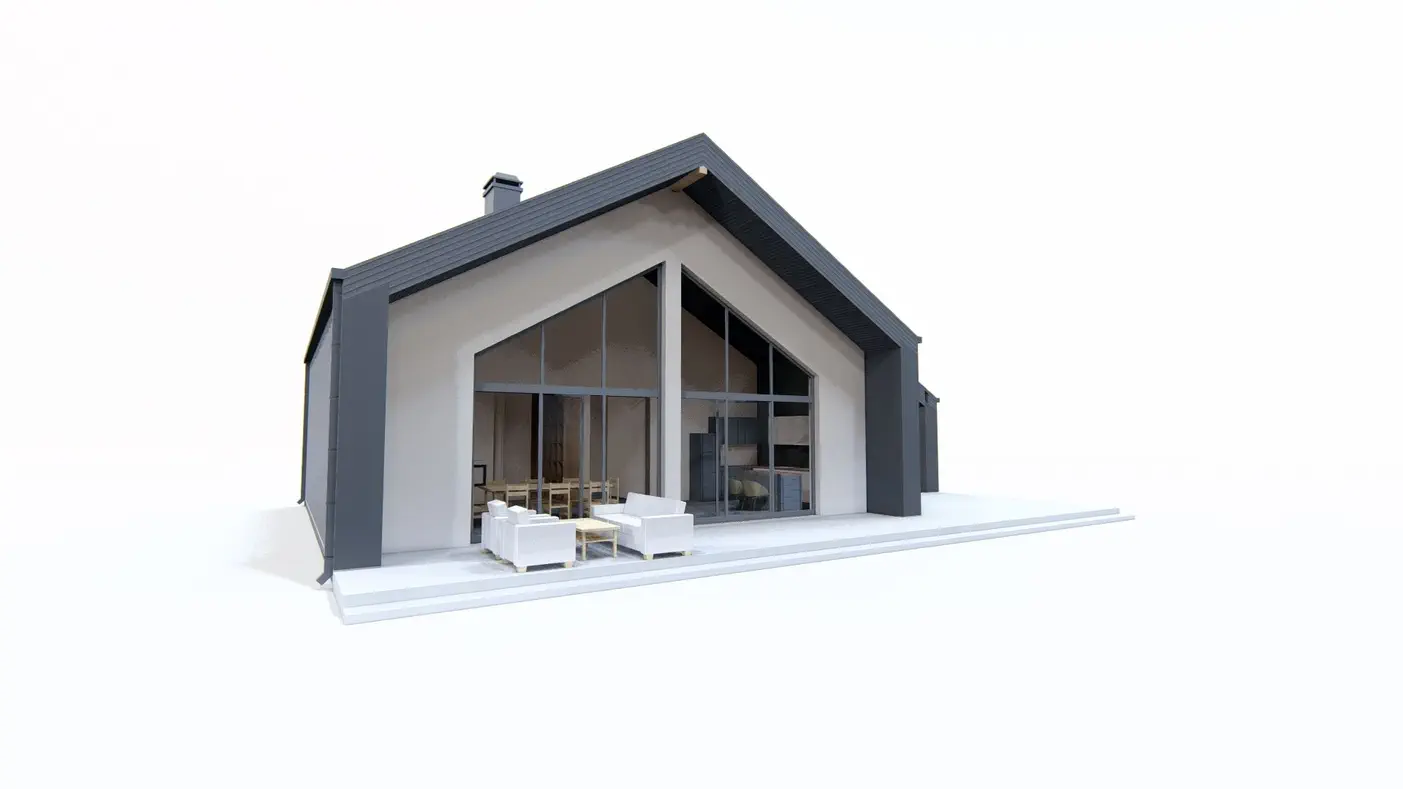 Mājas projekts - Dzīvojamā māja ar augstiem griestiem un garāžu divām automašīnām - Zx251