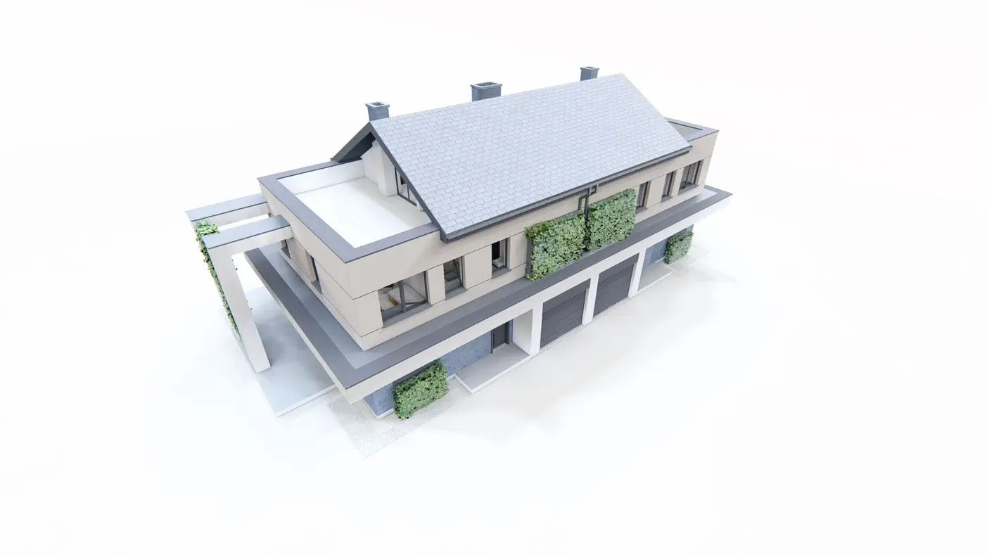 Mājas projekts  - Trīsstāvu dvīņu mājas projekts ar garāžu - Zb28