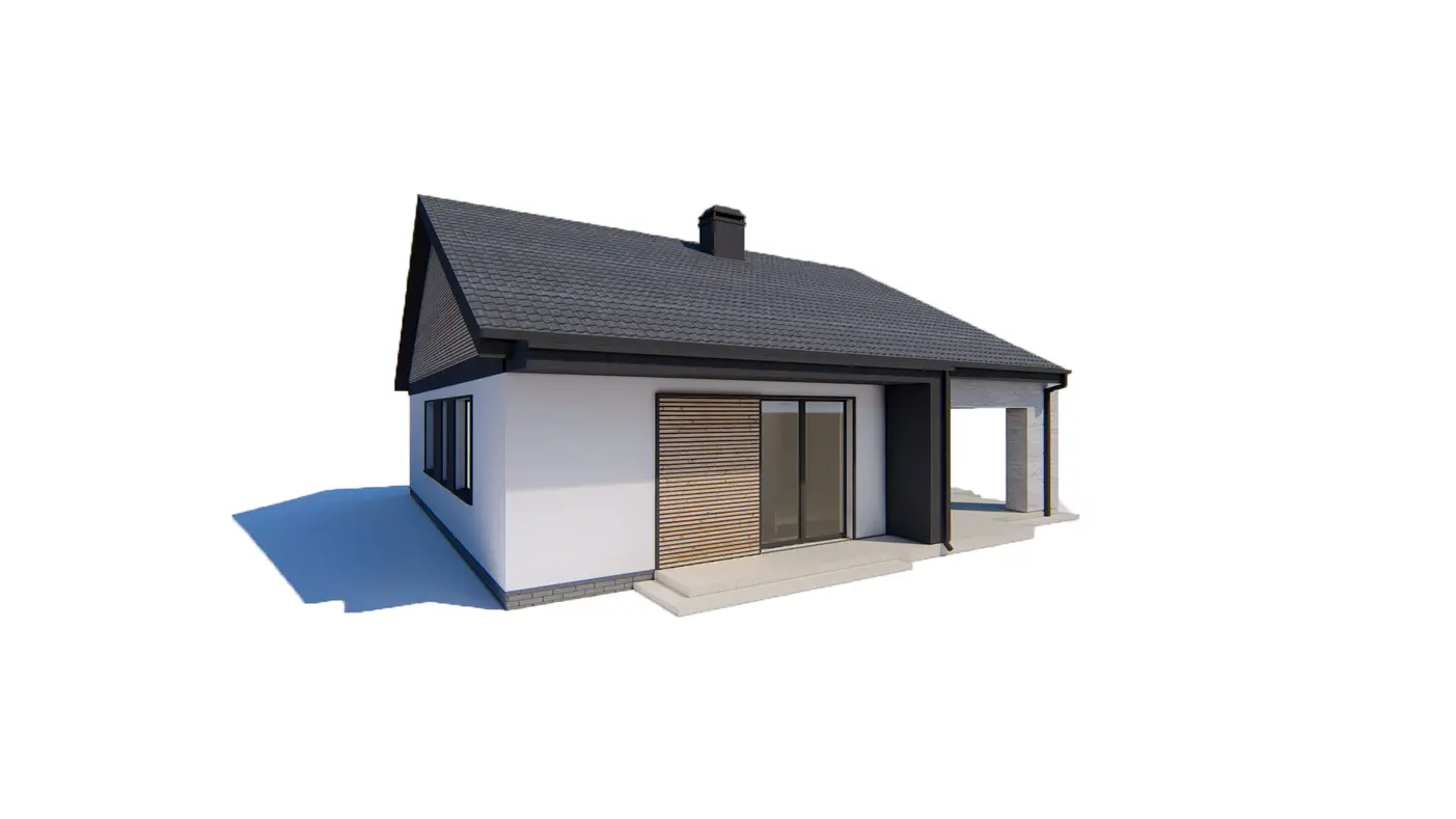 Z460 to wyjątkowy dom z kategorii projekty domów jednorodzinnych Gotowy projekt domu - Dom parterowy o powierzchni 130m2 z dachem 2-spadowym, 4 pokojami oraz salonem.