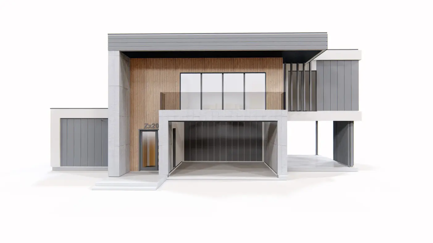 Gotowy projekt domu  - Nowoczesny dom z przestronnym salonem i dużym tarasem na piętrze