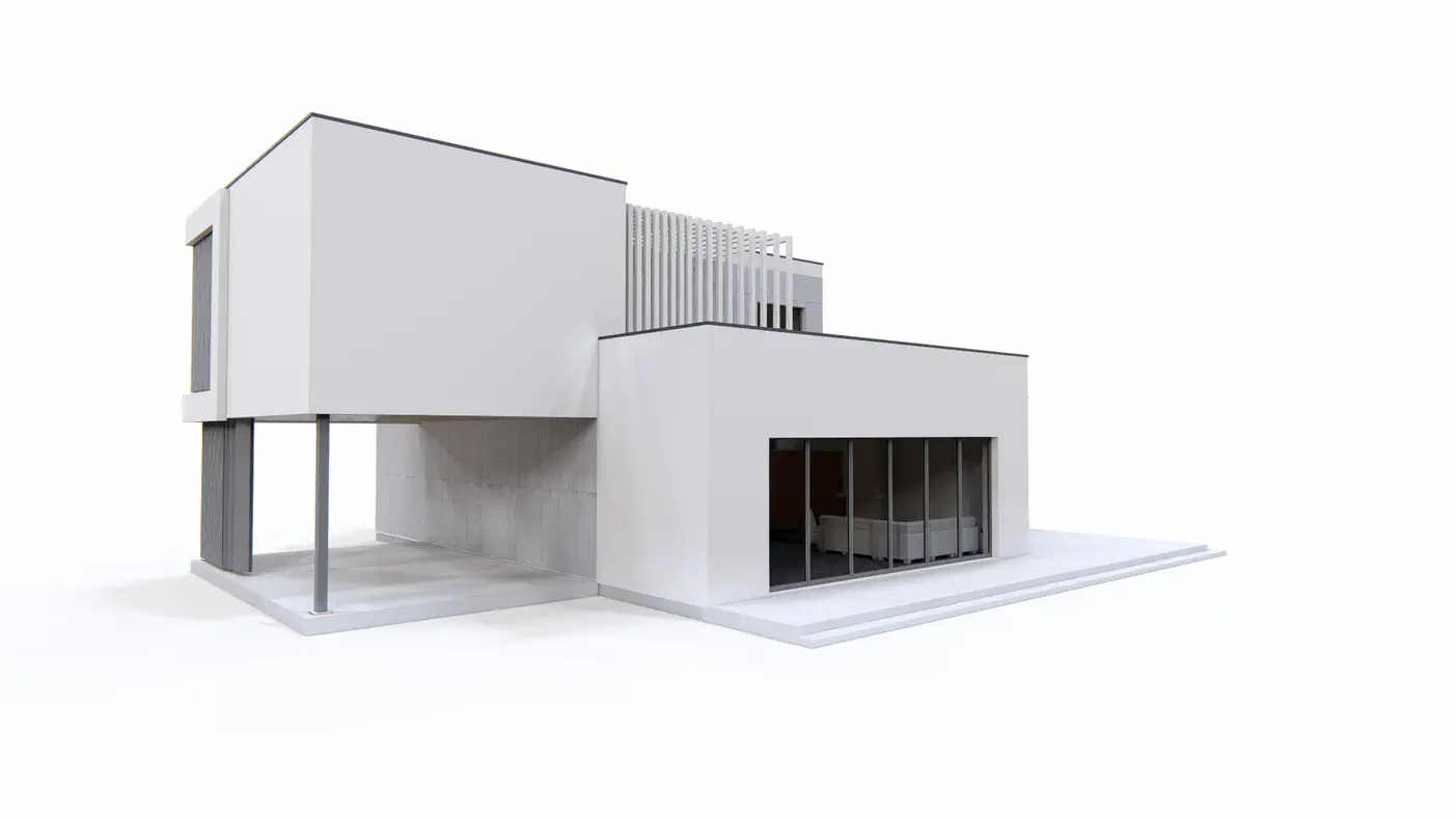 Gotowy projekt domu  - Nowoczesny dom z przestronnym salonem i dużym tarasem na piętrze