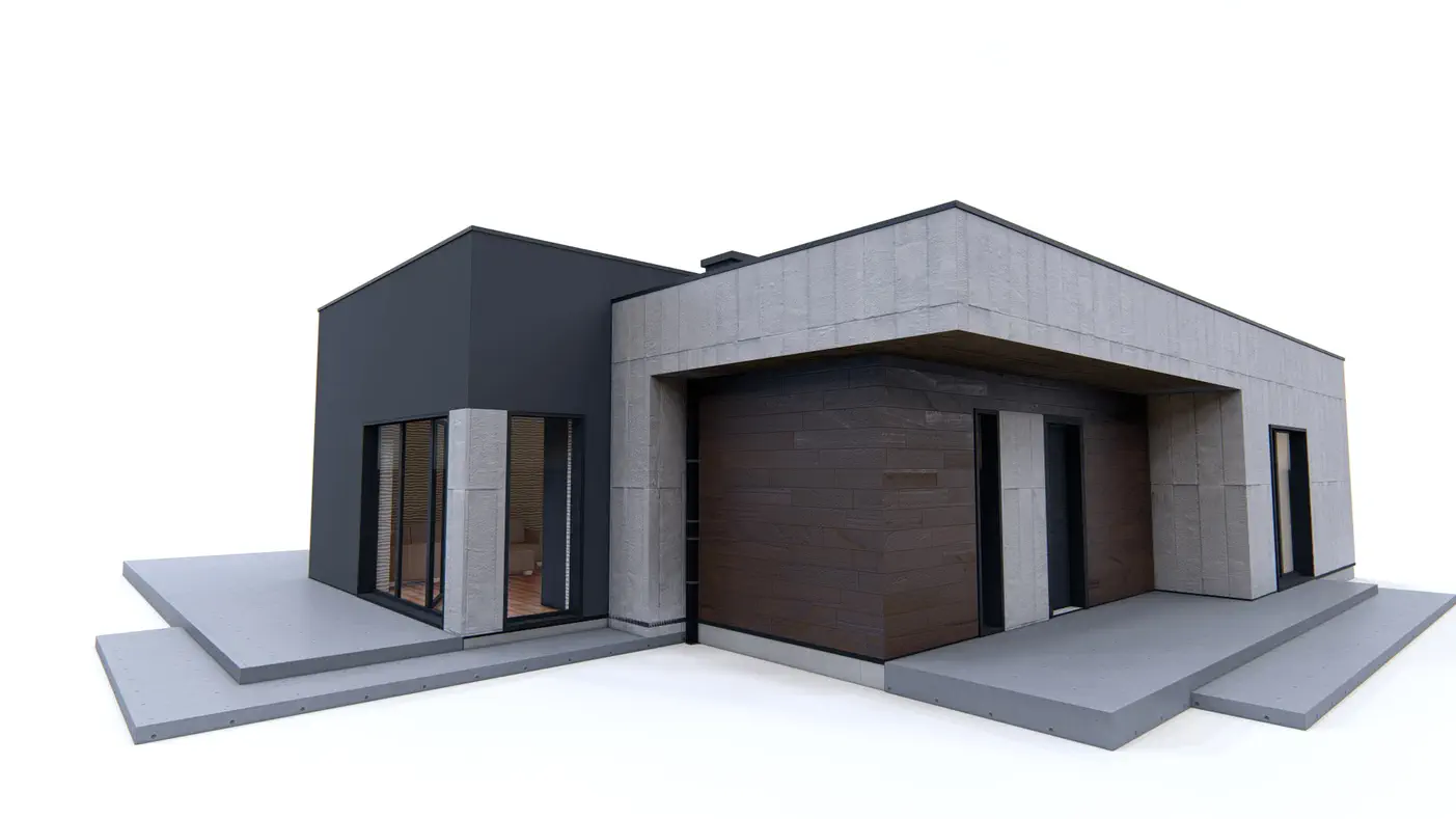 Gotowy projekt domu  - Nowoczesna parterówka z 4 sypialniami, częścią dzienną od ogrodu i tarasem