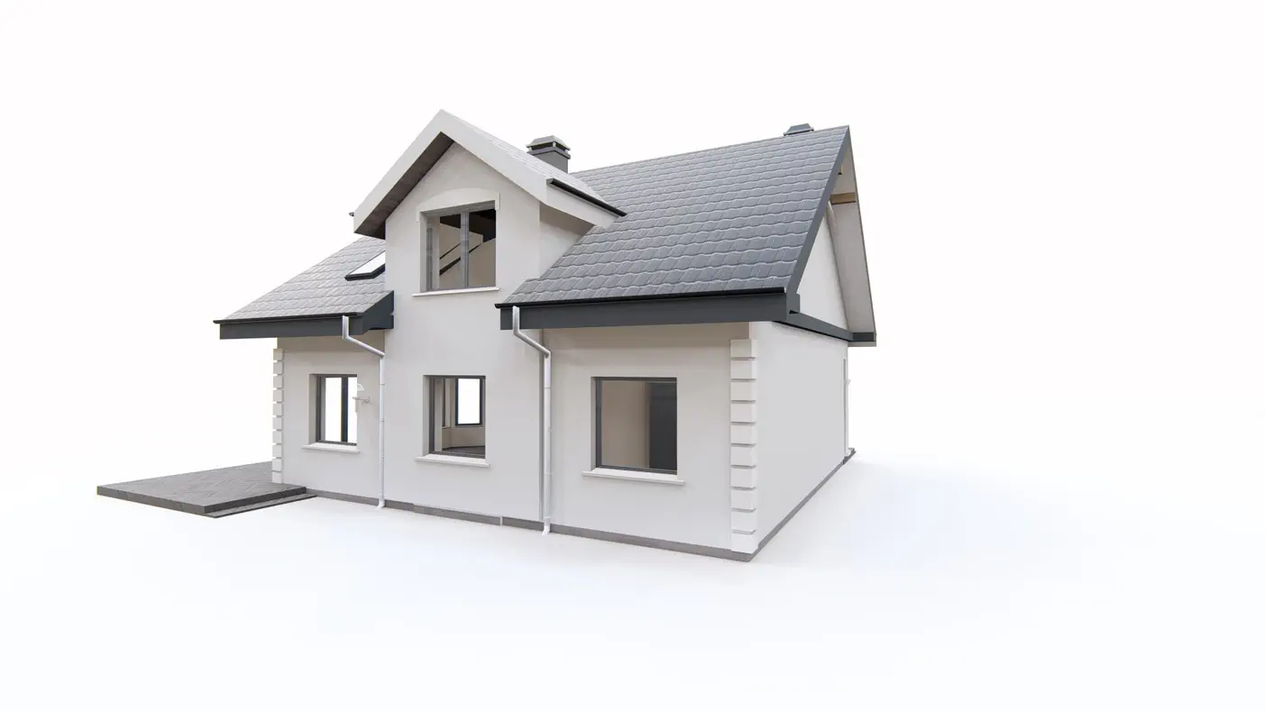 Z28 to wyjątkowy dom z kategorii projekty domów parterowych Gotowy projekt domu - Dom z poddaszem użytkowym z dachem dwuspadowym, 4 pokojami i zamkniętą kuchnią