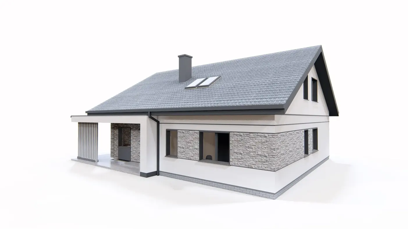 Mājas projekts - Parterowy dom o powierzchni 110m2, 3 sypialniami oraz z opcją poddasza.