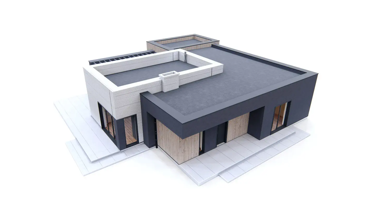 Mājas projekts  - Mūsdienīga vienstāvu māja ar 4 guļamistabām un āra terasi - Zx161