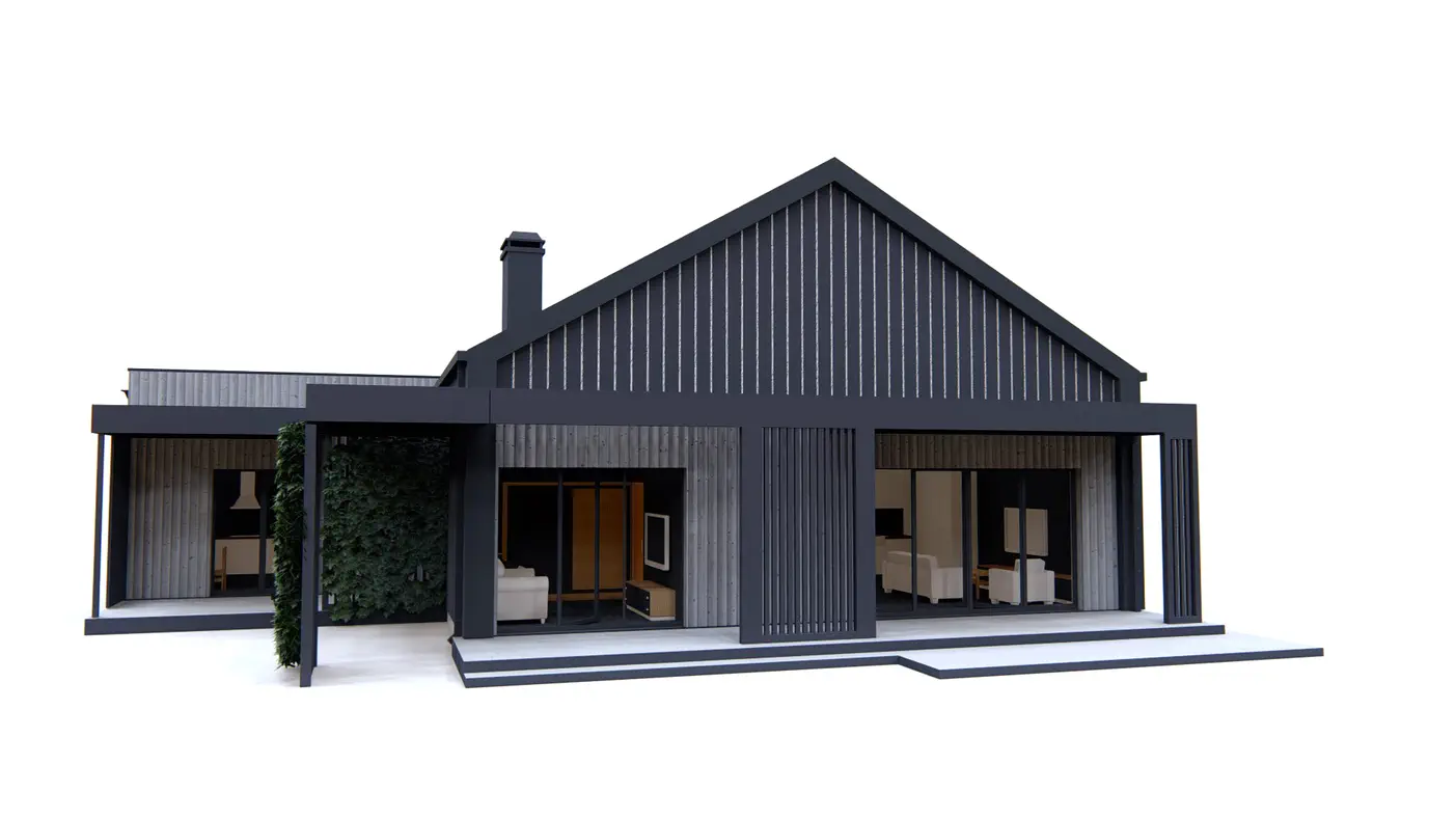 Gotowy projekt domu  - Dom dwulokalowy z garażem dwustanowiskowym, poddaszem i tarasem na piętrze.