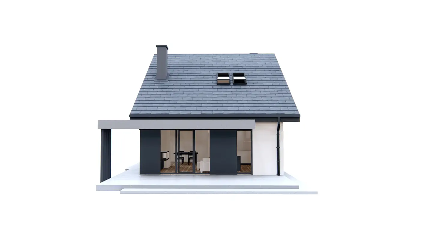 Home project  - Współczesny dom z poddaszem, dachem 2-spadowym oraz gabinetem na wąską działkę.