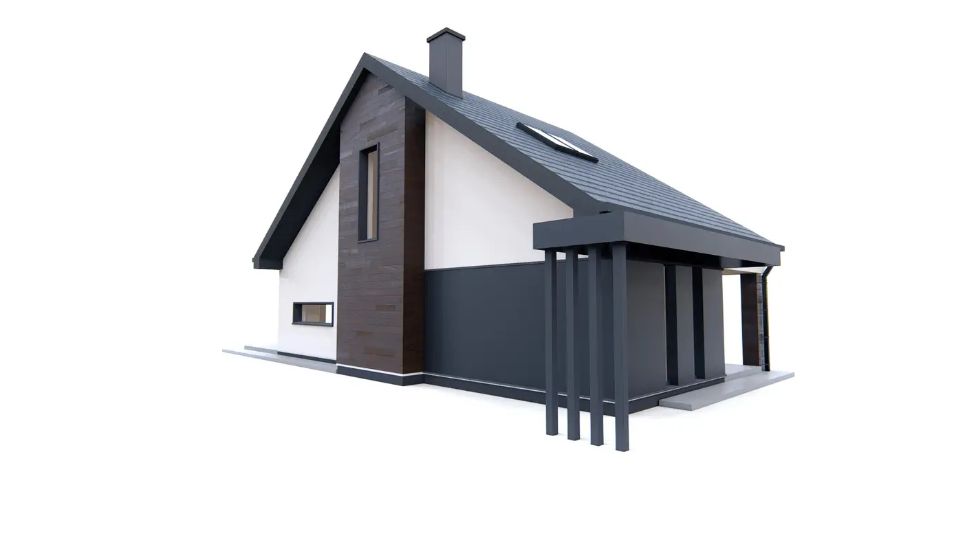 Home project  - Współczesny dom z poddaszem, dachem 2-spadowym oraz gabinetem na wąską działkę.