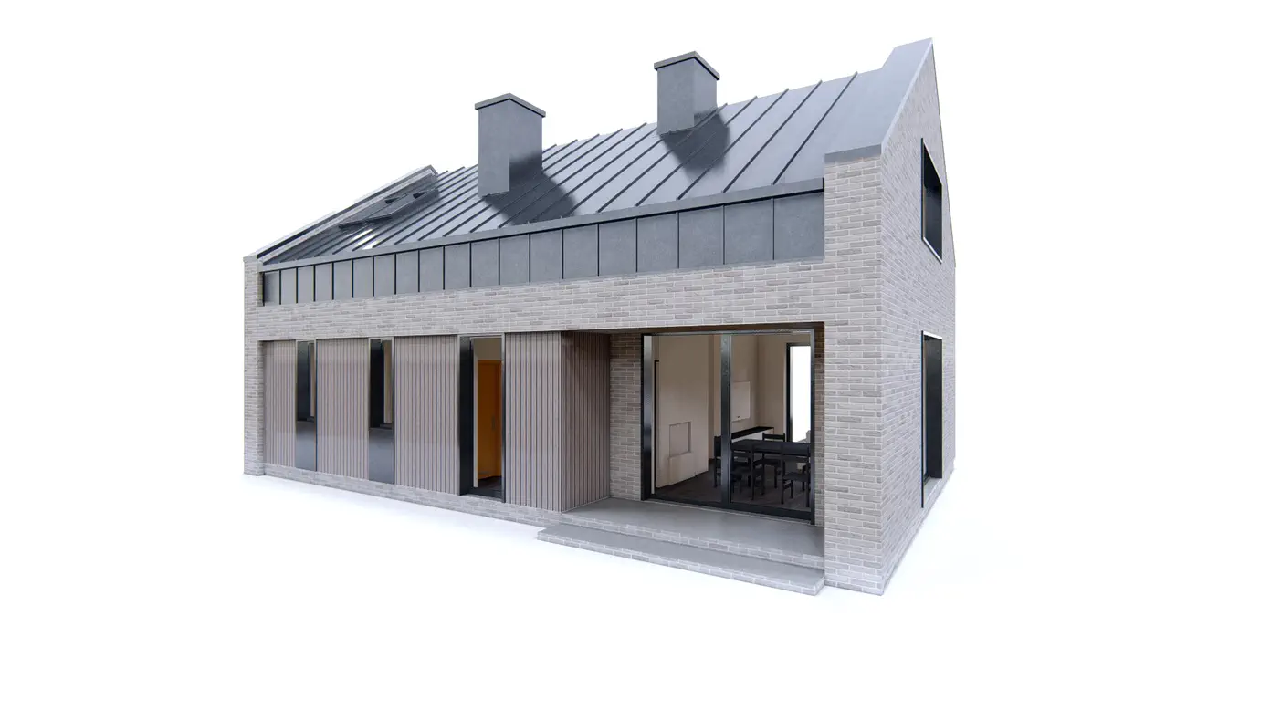 Gotowy projekt domu  - Prosty, współczesny dom z garażem do 100 m2.