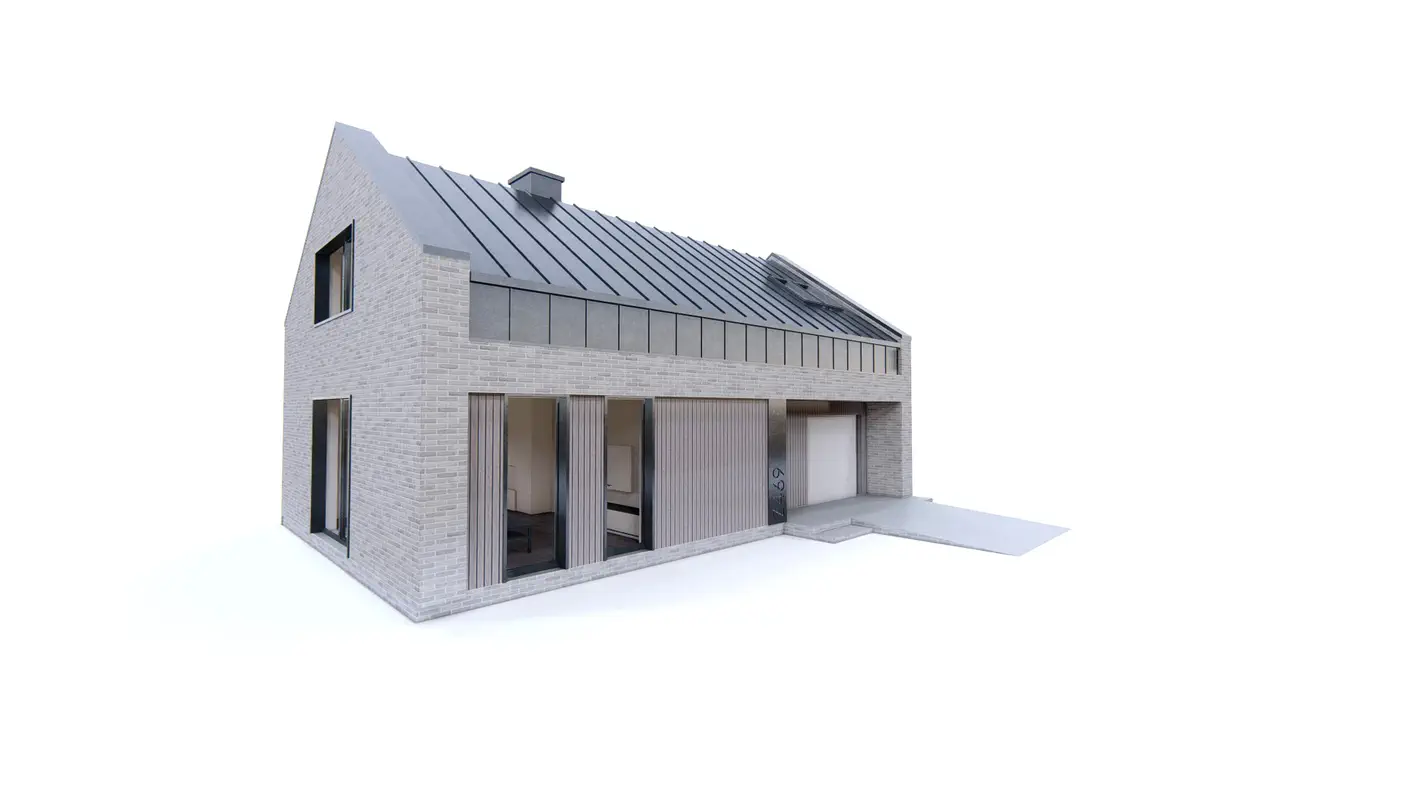 Gotowy projekt domu  - Prosty, współczesny dom z garażem do 100 m2.