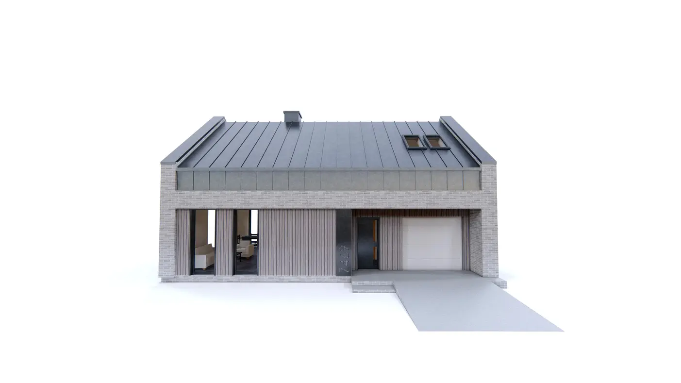 Gotowy projekt domu  - Prosty, współczesny dom z garażem do 100 m2.