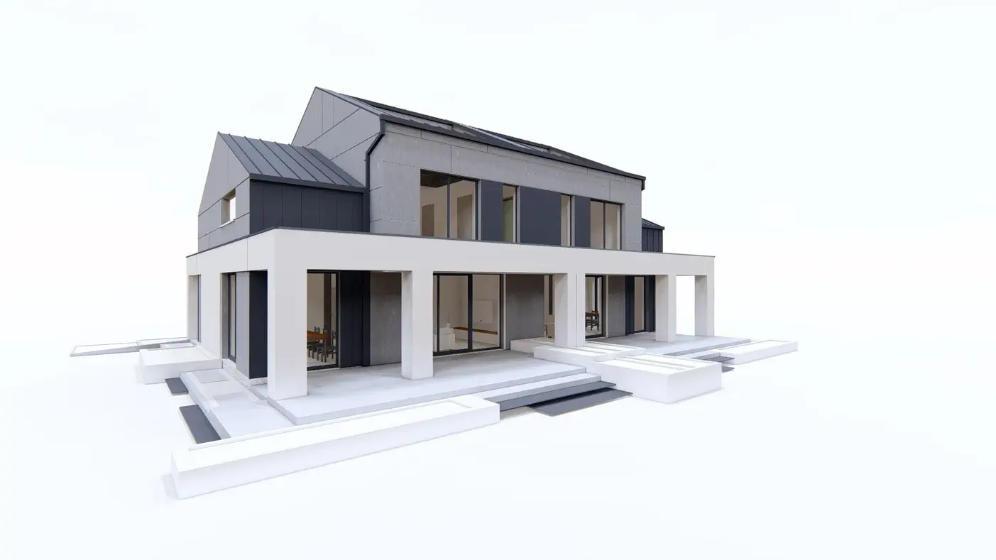 Mājas projekts  - Mūsdienīga divstāvu māja ar jumta terasi - Zb36