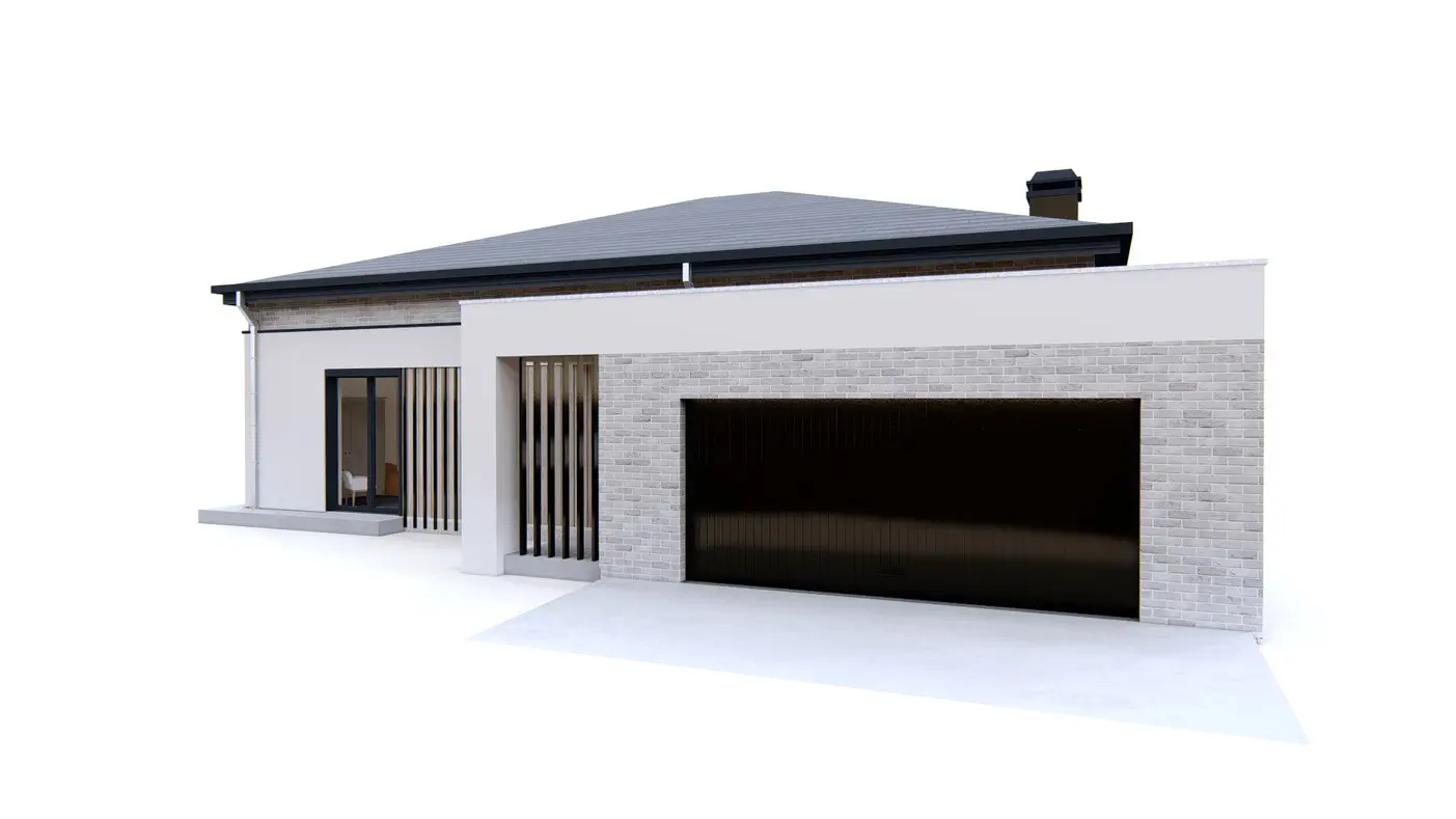 Mājas projekts - Mūsdienīga, vienstāva māja ar 4 guļamistabām un garāžu 2 automašīnām - Z466