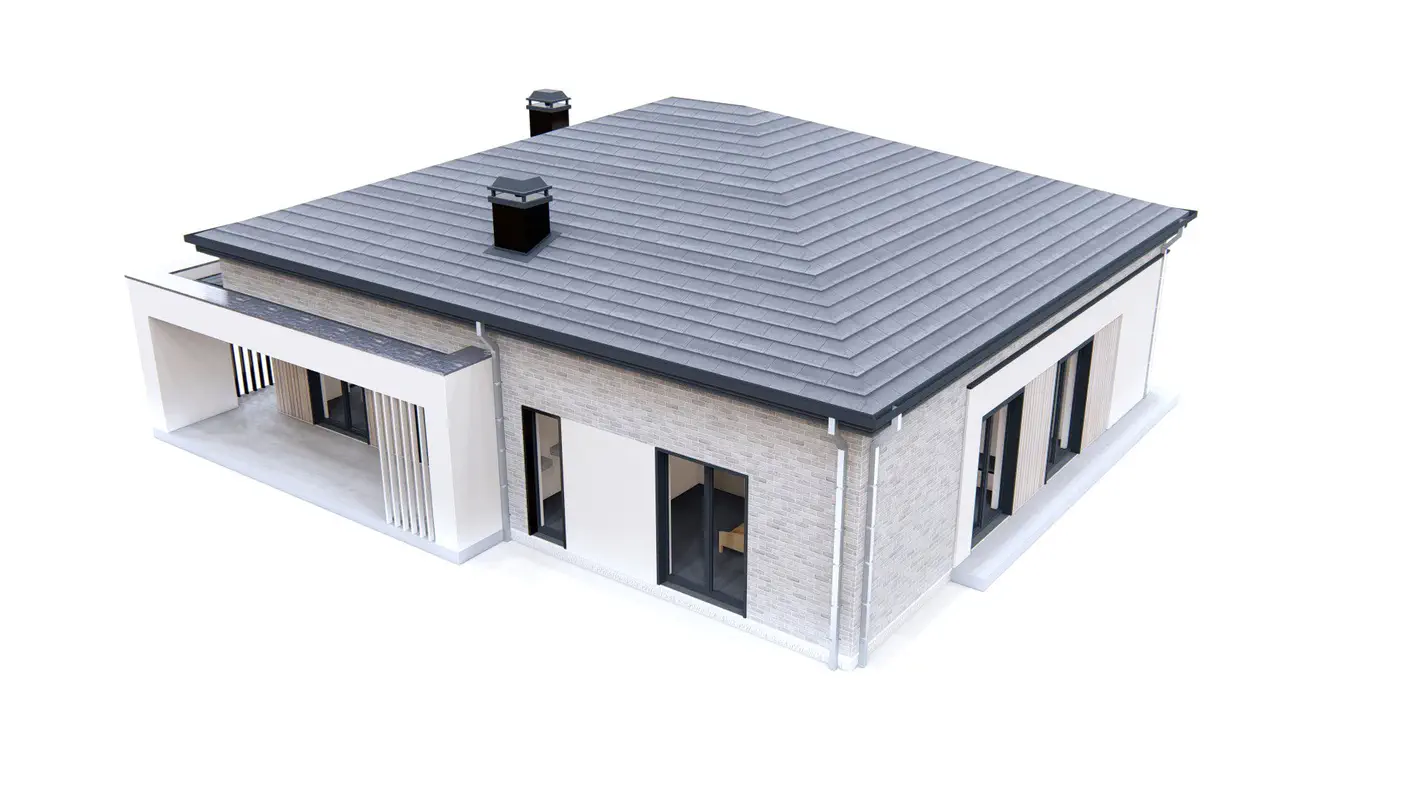 Mājas projekts - Mūsdienīga, vienstāva māja ar 4 guļamistabām un garāžu 2 automašīnām - Z466