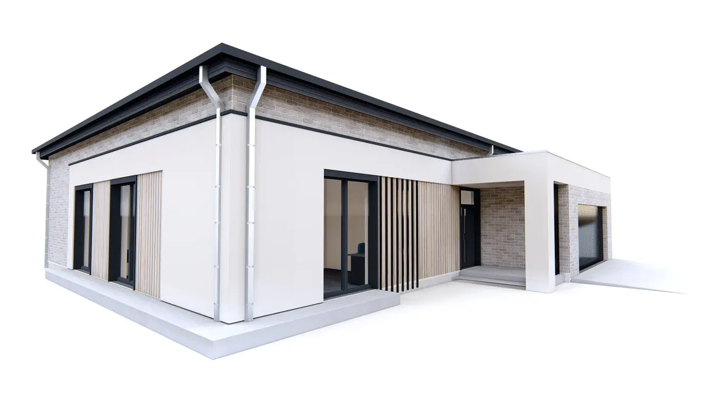 Mājas projekts - Mūsdienīga, vienstāva māja ar 4 guļamistabām un garāžu 2 automašīnām - Z466