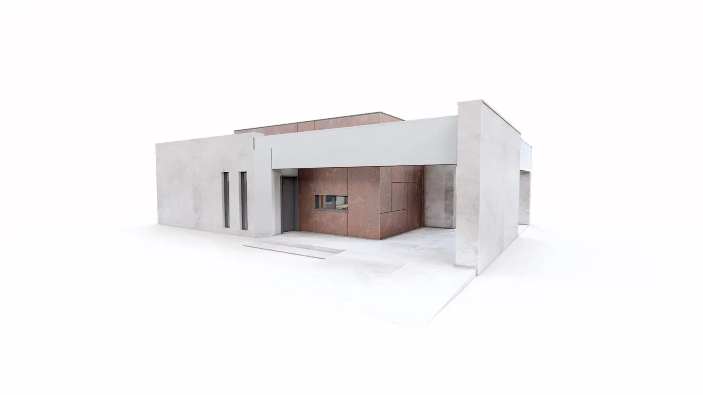 Mājas projekts  - Mūsdienīga vienstāva māja ar plašu terasi - Zx208.