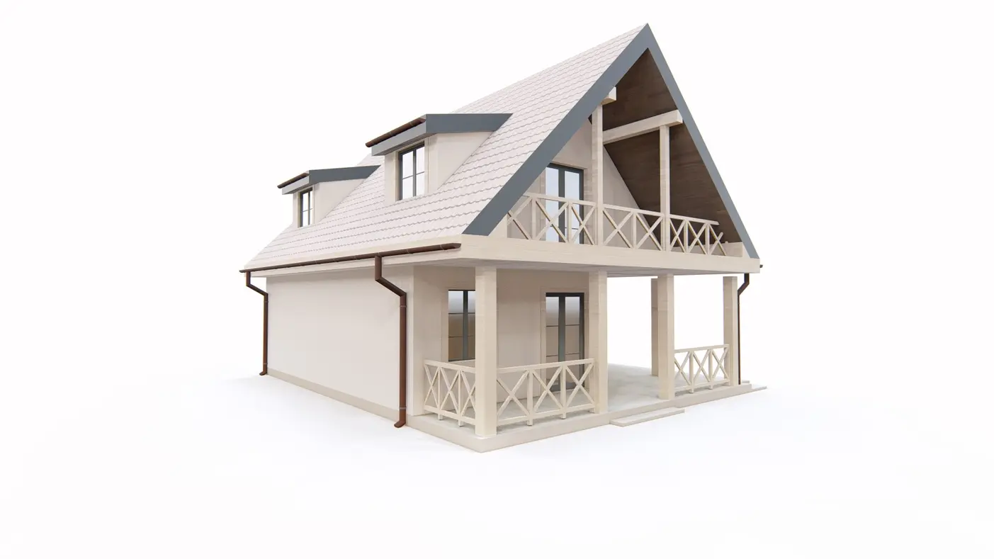 Gotowy projekt domu  - Klimatyczny dom z poddaszem użytkowym, werandą i balkonem na wąską działkę